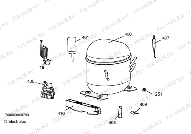 Взрыв-схема холодильника Aeg A92300HLW0 - Схема узла Cooling system 017