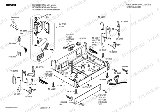 Взрыв-схема посудомоечной машины Bosch SGU46B14 - Схема узла 05