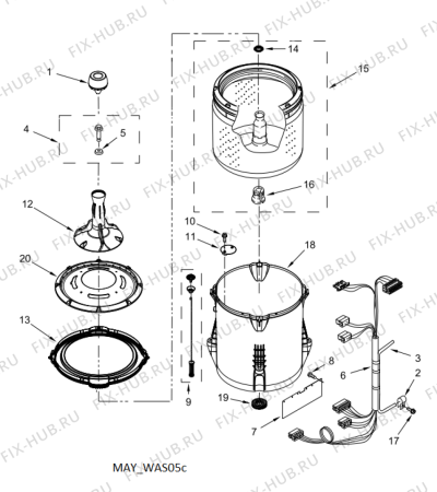 Схема №4 4KWTW4815FW с изображением Проводка для стиралки Whirlpool 482000098307
