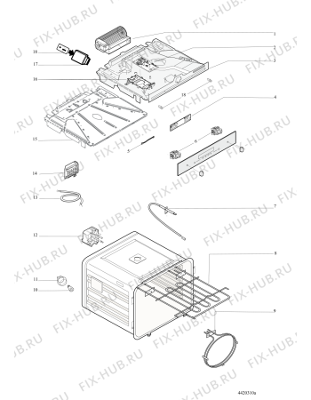 Взрыв-схема плиты (духовки) Hotpoint BZ89E1EK (F086638) - Схема узла