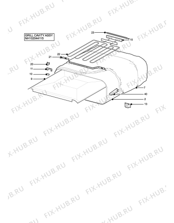 Взрыв-схема плиты (духовки) Electrolux EOD980GR - Схема узла H10 Grill cavity assy