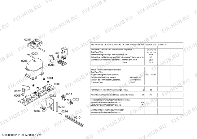 Взрыв-схема холодильника Siemens KU14LA40 - Схема узла 02