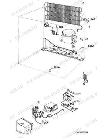 Взрыв-схема холодильника Faure FFX307W - Схема узла Cooling system 017