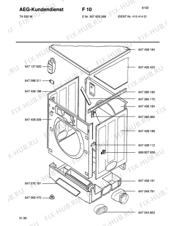 Взрыв-схема стиральной машины Blomberg TA 530-W 410,414,01 - Схема узла Section1