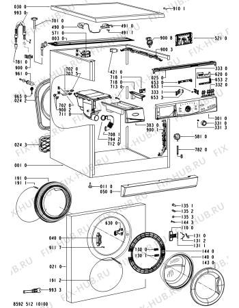 Схема №2 AWO/D 7212 с изображением Обшивка для стиралки Whirlpool 480111102439