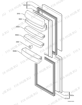 Взрыв-схема холодильника Privileg 620878_40569 - Схема узла Door 003
