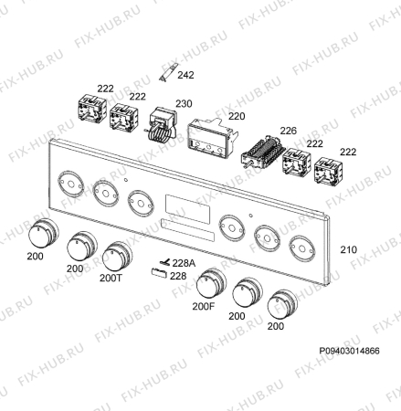 Взрыв-схема плиты (духовки) Electrolux EKC54370OX - Схема узла Command panel 037