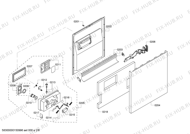 Схема №6 SL34A002UC hydroSensor с изображением Панель управления для посудомоечной машины Siemens 00437019