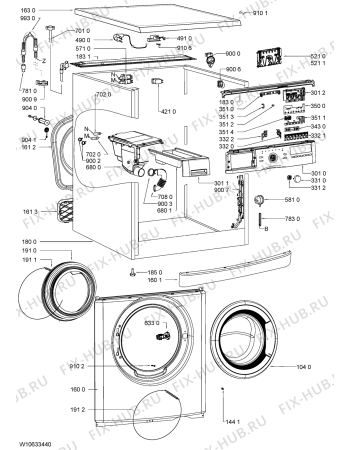Схема №2 WHI 740U с изображением Обшивка для стиралки Whirlpool 481010645234