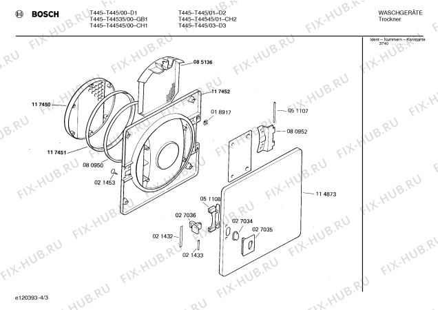 Схема №4 T44535 T445 с изображением Панель для электросушки Bosch 00117149