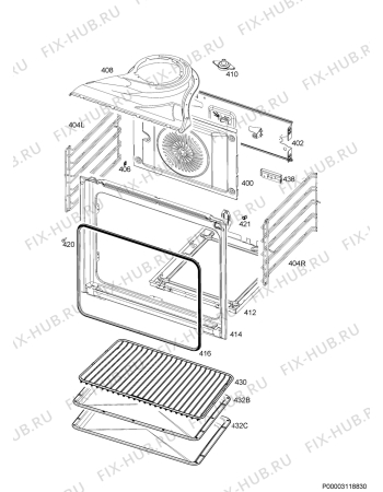 Взрыв-схема плиты (духовки) Aeg BCE451010M - Схема узла Oven