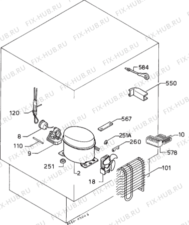 Взрыв-схема холодильника Privileg 019751 7 - Схема узла Cooling system 017