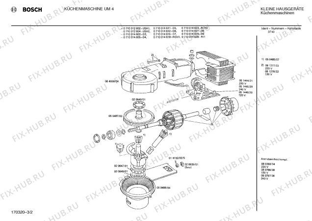 Взрыв-схема кухонного комбайна Bosch 0710014619 UM4 - Схема узла 02