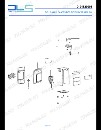 Схема №1 IR 3010.GY EX:1 с изображением Часть корпуса для обогревателя (вентилятора) DELONGHI BF1001
