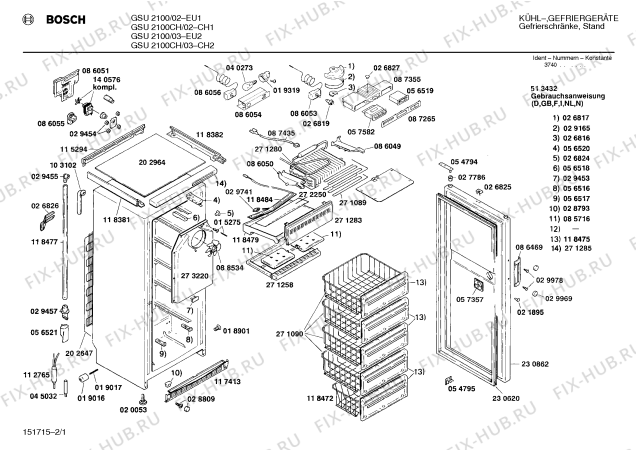 Схема №2 GSU2100CH с изображением Испаритель для холодильной камеры Siemens 00271280