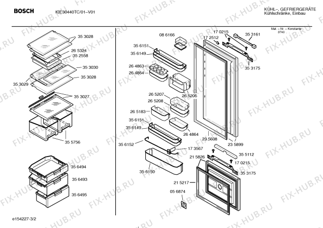Взрыв-схема холодильника Bosch KIE30440TC - Схема узла 02