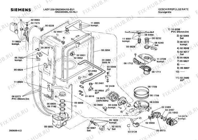Взрыв-схема посудомоечной машины Siemens SN23004 - Схема узла 02