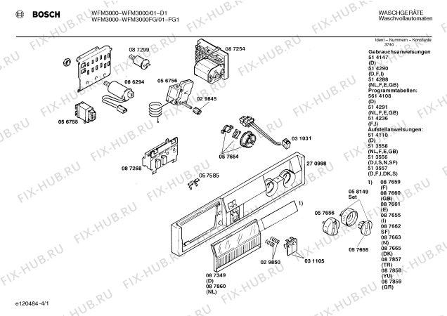 Схема №4 WFM3000 с изображением Панель управления для стиралки Bosch 00270998