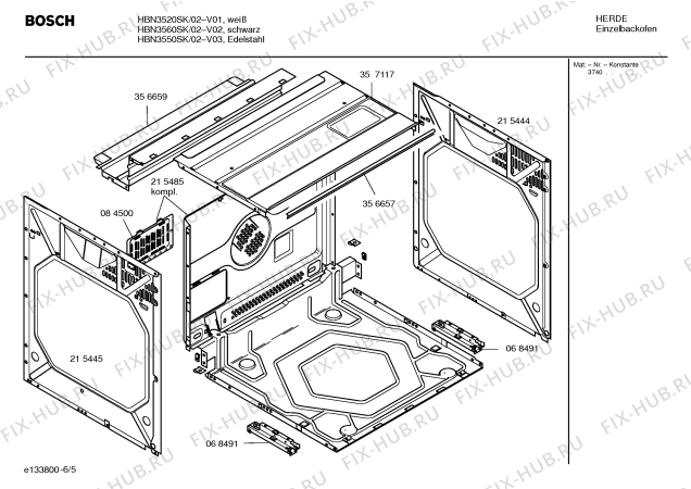 Схема №6 HBN3560SK с изображением Инструкция по эксплуатации для электропечи Bosch 00527984