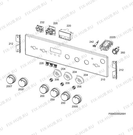 Взрыв-схема плиты (духовки) Electrolux EKM66700OK - Схема узла Command panel 037