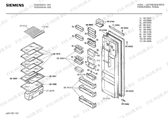 Взрыв-схема холодильника Siemens KI32V03 - Схема узла 02