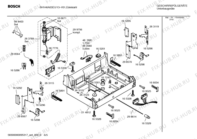 Взрыв-схема посудомоечной машины Bosch SHV46A03EU - Схема узла 05
