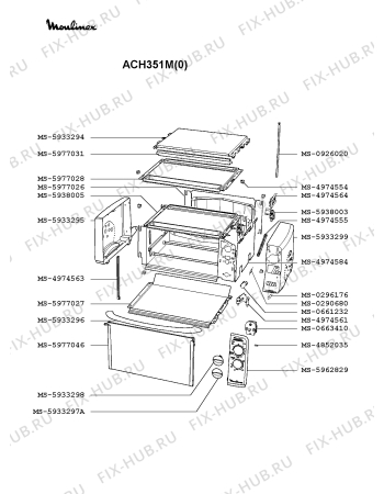 Взрыв-схема плиты (духовки) Moulinex ACH351M(0) - Схема узла YP002120.2P2