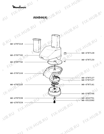 Взрыв-схема кухонного комбайна Moulinex A64844(4) - Схема узла 6P001217.4P2
