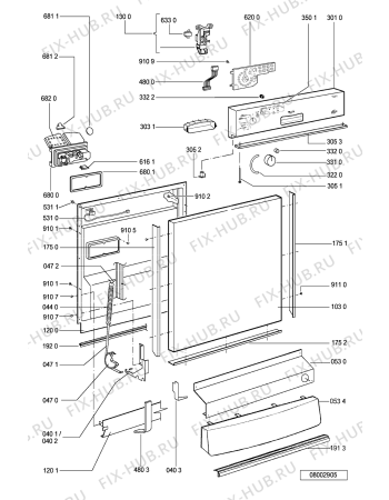 Схема №2 ADP 4962 WH с изображением Панель для посудомоечной машины Whirlpool 481245371929