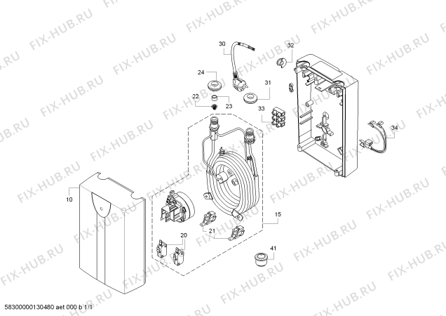 Схема №1 DH2JU04 с изображением Крышка для электроводонагревателя Bosch 00651179