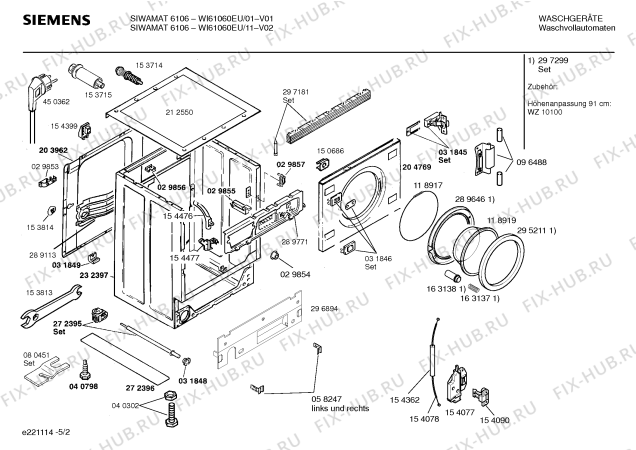 Взрыв-схема стиральной машины Siemens WI61060EU SIWAMAT 6106 - Схема узла 02