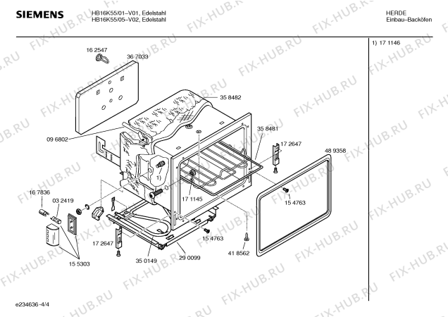 Схема №4 HB16K55 с изображением Инструкция по эксплуатации для духового шкафа Siemens 00586384