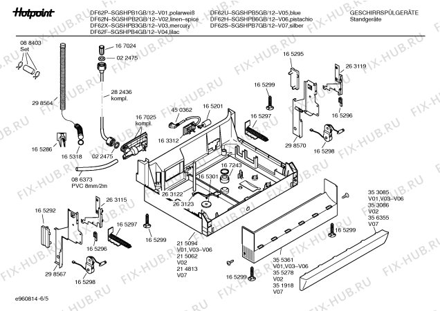Схема №6 SGSHPB5GB DF62U с изображением Столешница для электропосудомоечной машины Bosch 00215490