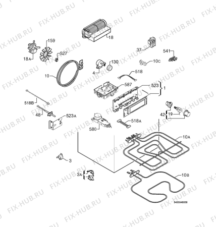 Взрыв-схема плиты (духовки) Aeg Electrolux B99497-5-M - Схема узла Electrical equipment 268