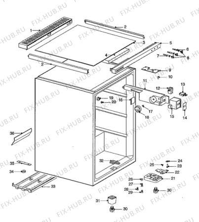 Взрыв-схема холодильника Zanussi ZVC90TGA - Схема узла Cabinet + armatures