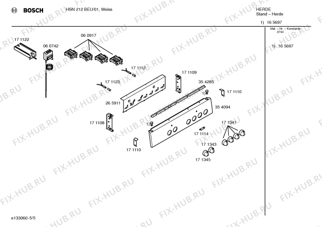 Схема №5 HSN212BEU с изображением Инструкция по эксплуатации для духового шкафа Bosch 00523381