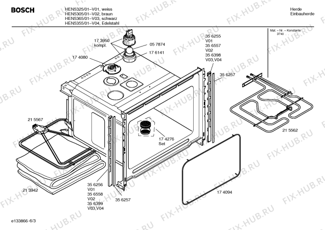 Взрыв-схема плиты (духовки) Bosch HEN5325 - Схема узла 03