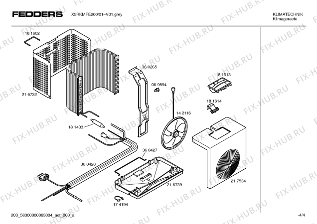 Схема №4 X5RKMFE200 Fedders с изображением Инструкция по эксплуатации для сплит-системы Bosch 00529604
