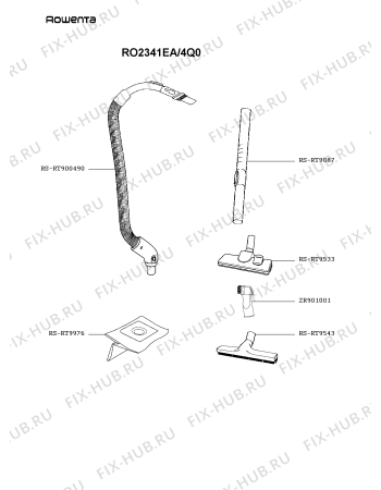 Взрыв-схема пылесоса Rowenta RO2341EA/4Q0 - Схема узла 2P005562.2P2