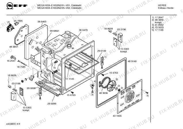 Схема №4 E1653N2 MEGA1659 с изображением Панель управления для плиты (духовки) Bosch 00437320