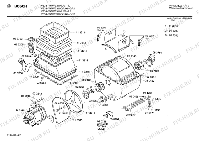 Взрыв-схема стиральной машины Bosch WMV3310IL V331 - Схема узла 03