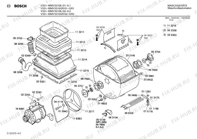 Взрыв-схема стиральной машины Bosch WMV3310GR V331 - Схема узла 03