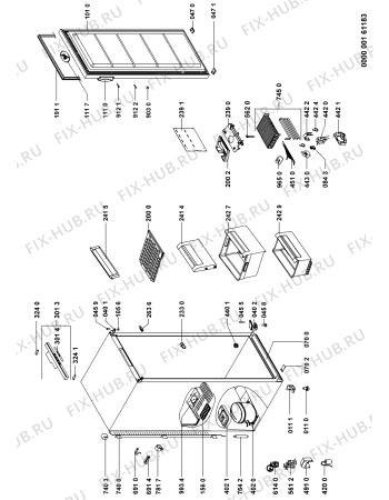 Схема №1 AFG 829 NF с изображением Часть корпуса для холодильной камеры Whirlpool 480132101011