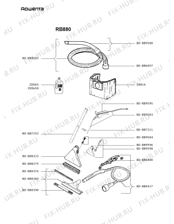 Взрыв-схема пылесоса Rowenta RB880 - Схема узла RB880ES_.__3