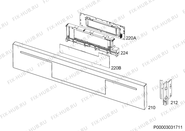 Взрыв-схема плиты (духовки) Aeg Electrolux BE7614000M - Схема узла Command panel 037