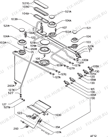 Взрыв-схема плиты (духовки) Zoppas PR593XS - Схема узла Functional parts 267