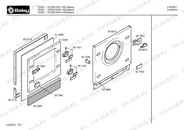 Схема №5 3TE837A TE837 с изображением Панель управления для стиралки Bosch 00356200