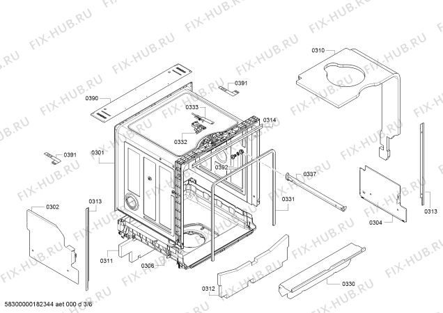 Взрыв-схема посудомоечной машины Bosch SMV53L60EU, SilencePlus - Схема узла 03