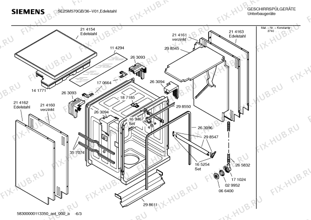 Схема №6 SE25M570GB с изображением Панель Siemens 00439602