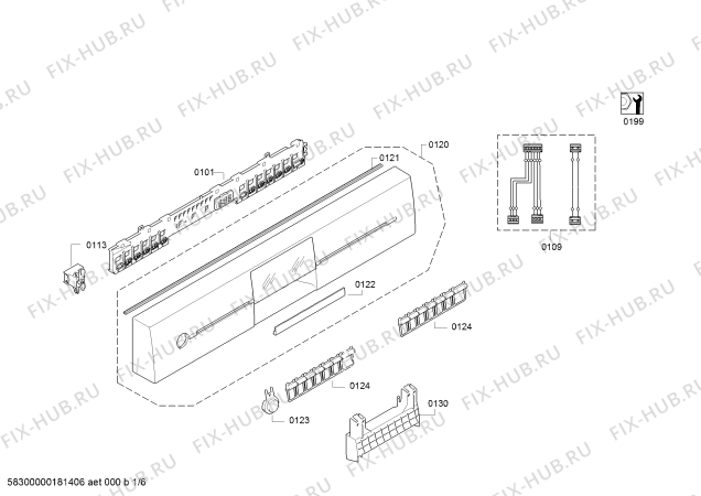 Схема №6 SN45M207SK с изображением Передняя панель для посудомойки Siemens 00746323